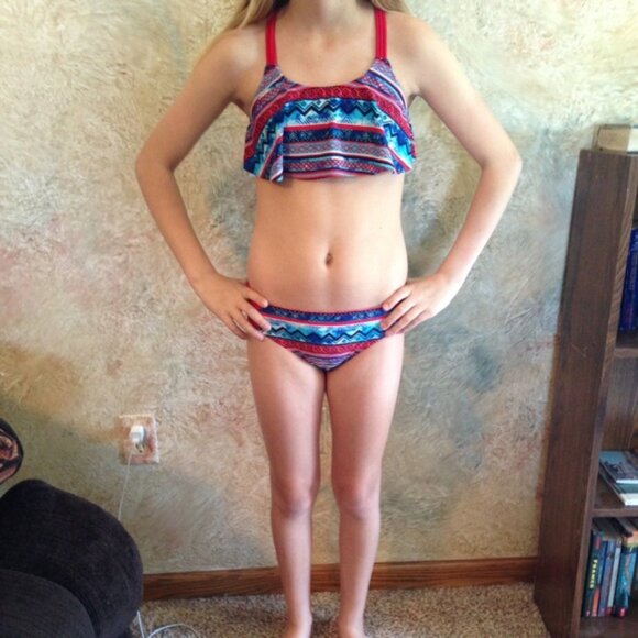 Red & Blue 2 Pcs Justice Bikini Swimsuit Size 14 - Picture 1 of 12